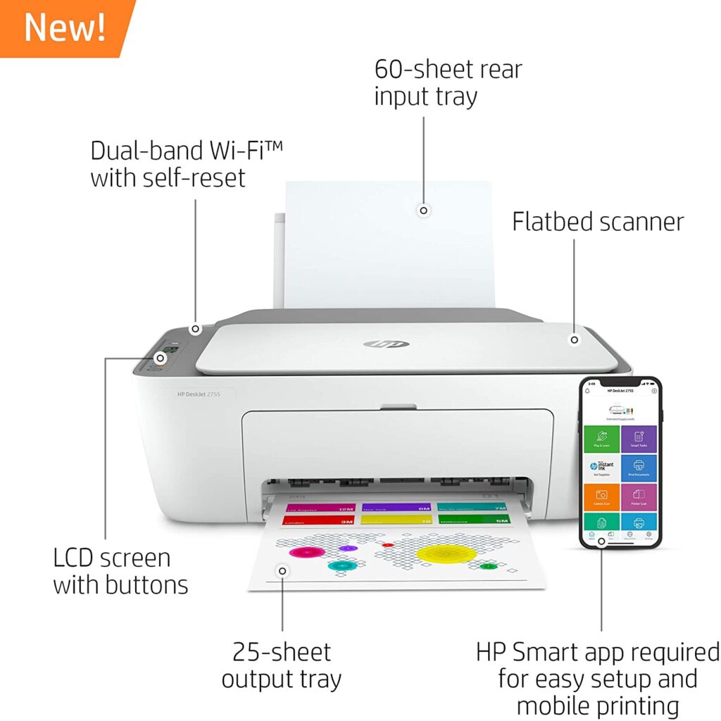 HP DeskJet 2755 Wireless All-in-One PrinterPrint, Scan and Copy