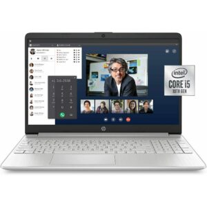 HP 15.6” FHD Laptop – Intel Core i5-1035G1, 8GB RAM, 256GB SSD, Windows 10 Home, Natural Silver